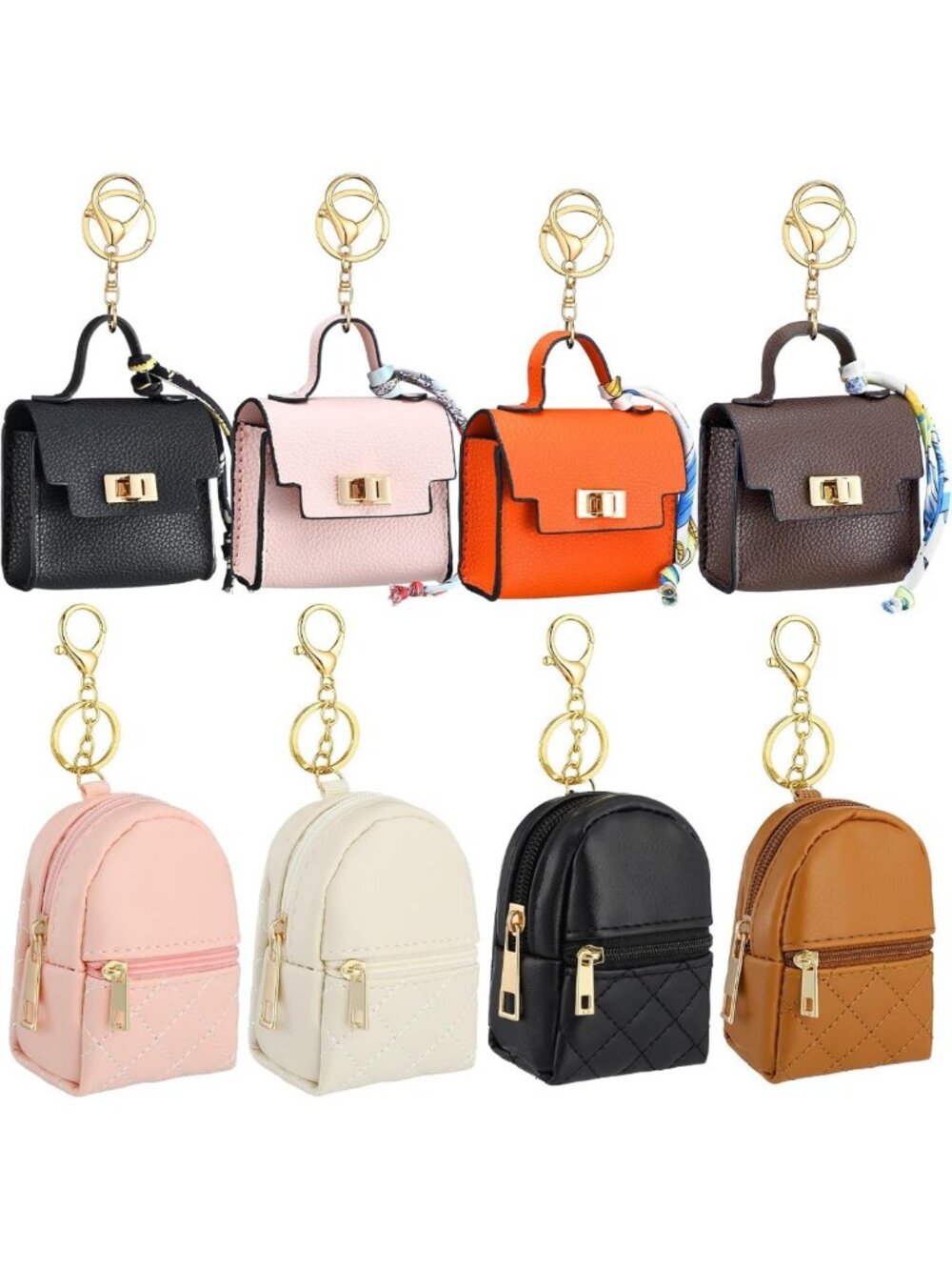Cute Mini Backpack Keychain Set - 8 Pcs Bag Charms, Coin Purse & Wallet Gifts